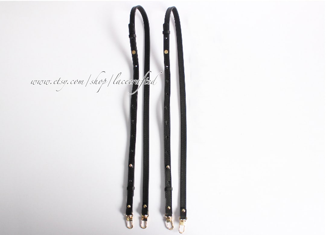 1 Pair 120cm Length Black Adjustable Replacement Genuine Leather Strap ...