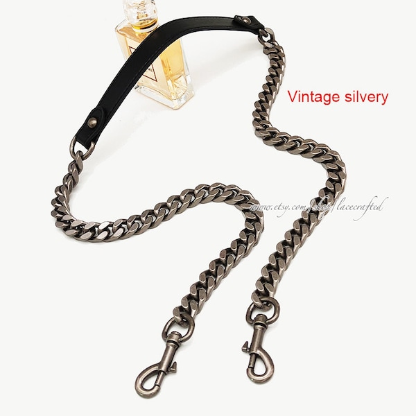 1 pc 120x2.0cm Black PU Leather Strap Belt Silver/Gunmetal Gold Chain Replacement Bag Purse Strap Cross body Replace strap
