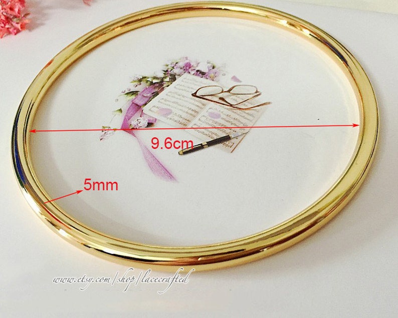 2 pcs 9.6cm inner diameter Golden Large Seamless round ring O ring metal Round loop connector Metal bag purse handle image 1
