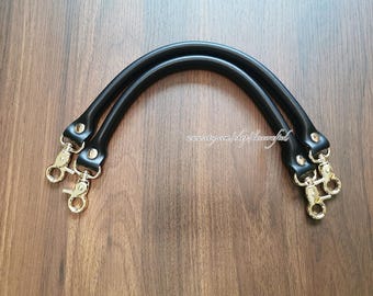 1 paar: 36 cm, 56 cm lang, echt leren tashandvat, schoudertashandvaten, portemonneehandvat, zwarte hangsluiting, handvatten voor draagtas, portemonnee