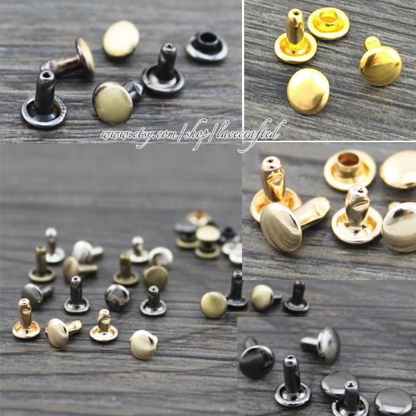 100set 6mm Rivets and Studs for Handbag making,Copper double cap Rivets,Bronze Brushed brass Sliver Golden metal