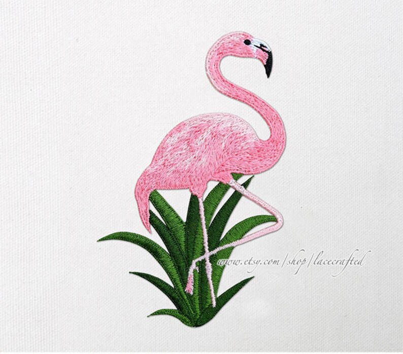 2pc Flamingo applique Lace Trim Embroidery Appliques Chic Etsy