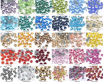 1440 pcs 12 facets 2mm Hotfix Hot Fix Iron on Glass Crystal Rhinestone 40 Available Colors
