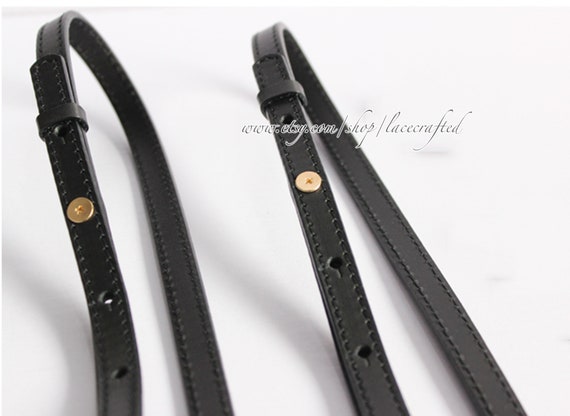 Replacement Leather Straps for MK Jet Set or Similar - 1/2 inch Wide Black Pebble Leather