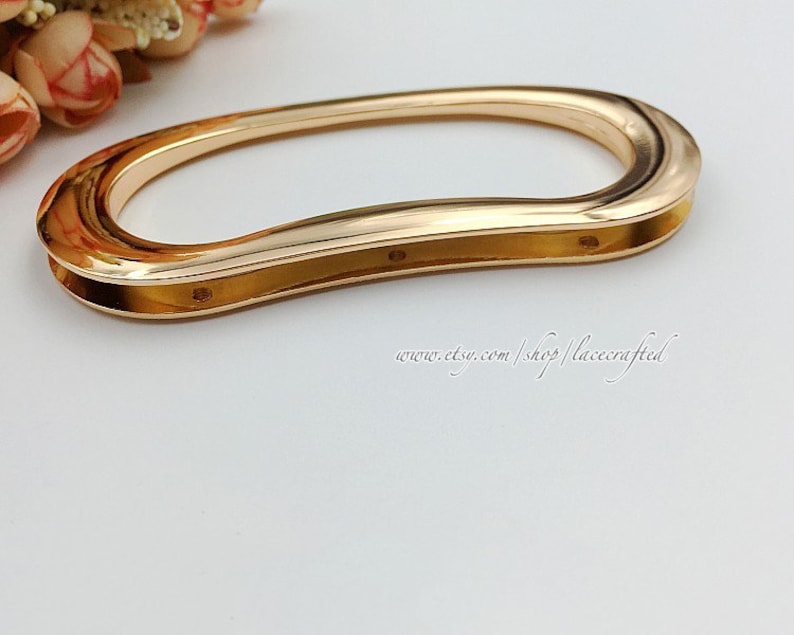 1 Pair Light Golden Metal Handbag Handle Oval Bag Handle Metal Etsy