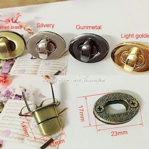 5sets 2.3x1.7cm Brushed Brass Silvery Light golden Purse Twist Lock Closure Oval Turn Lock Bag Fastener Bag Twist Lock Bag Turn Lock