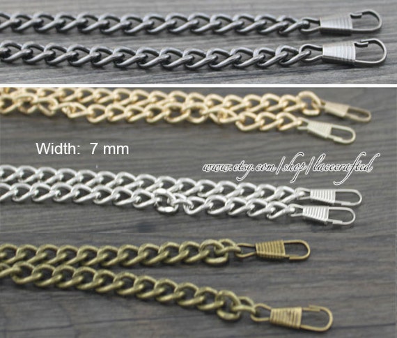 7mm High Quality Gold Purse Strap Chain Metal Links Shoulder 
