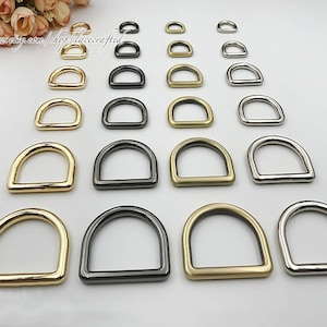10 pcs 1.2cm 1.5cm 2.0cm 3.2cm 3.8cm Silvery Brushed brass Gunmetal Golden bag purse seamless round wire D-Rings D Buckles