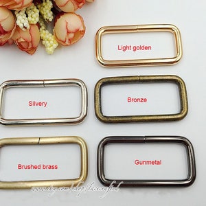 10 pieces 2 inch/5cm Silvery Brushed brass light golden Belt strap rectangle rings rectangle loop