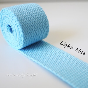 5 meter 30mm width Light blue Polyester Cotton webbing Strap Webbing key fob bag strap purse strap Thick Canvas Cotton Belt Handle