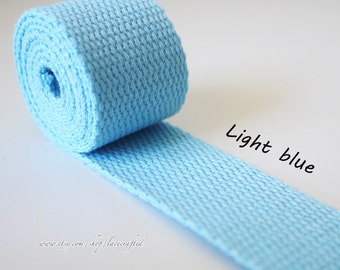 5 meter 30mm width Light blue Polyester Cotton webbing Strap Webbing key fob bag strap purse strap Thick Canvas Cotton Belt Handle