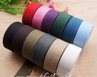 5 meter 25mm width 1.7mm thickness Cotton webbing Canvas Webbing colorfully bag strap purse strap Thick Canvas Cotton Belt Handle