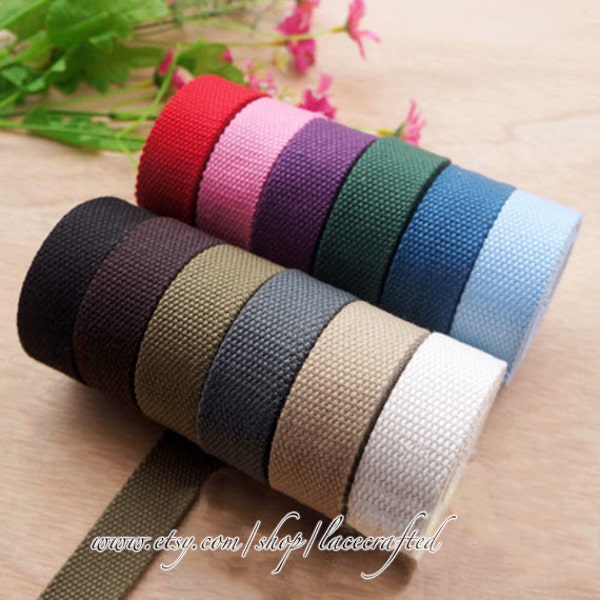 5 meter 25mm width 1.7mm thickness Cotton webbing Canvas Webbing colorfully bag strap purse strap Thick Canvas Cotton Belt Handle