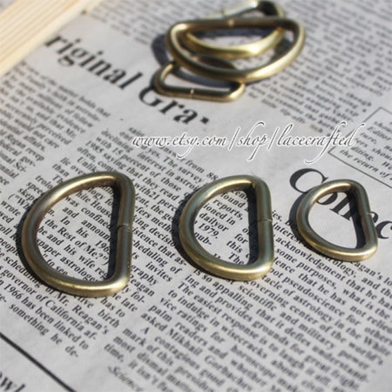 20pcs, 0.5'’ ,0.8’’, 1inch(inner diameter) Thick Brushed brass D-Ring Buckles For Bags ,Purse Hooks high quality thicker wire