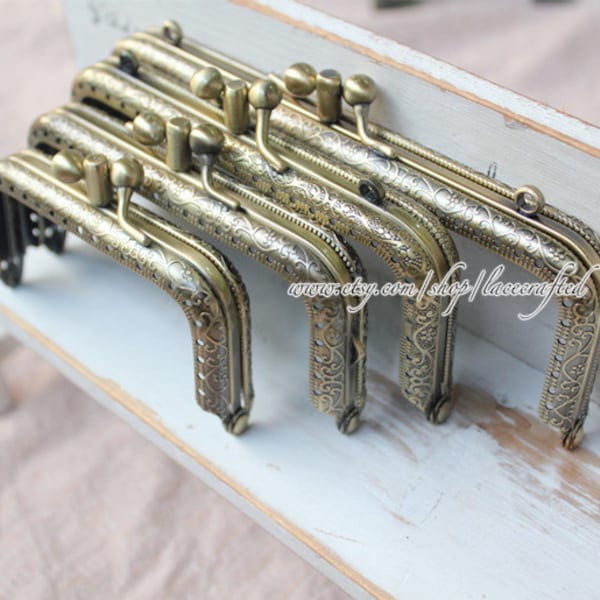 2pcs 8.5 12.5 15 18cm vintage coining bronze sewing hole frame double purse frame metal tote purse frame bag frame metal frame