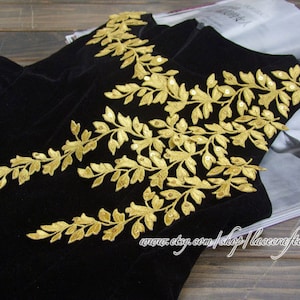 Gold Leaf Applique Patch Trim Scrapbooking Clothing Bridal Gift Card Making- Iron on Applique