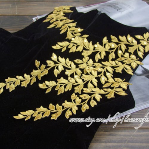 Gold Leaf Applique Patch Trim Scrapbooking Clothing Bridal Etsy