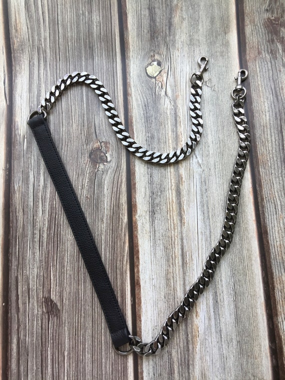 1 pc 120x2.0cm Black Genuine Leather Strap Belt Silver/Gunmetal Chain Replacement Real leather Bag Purse Strap Cross body Replace strap