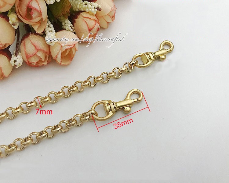 1pc 100cm-130cm length 7mm Width Brushed Golden Chains strap | Etsy