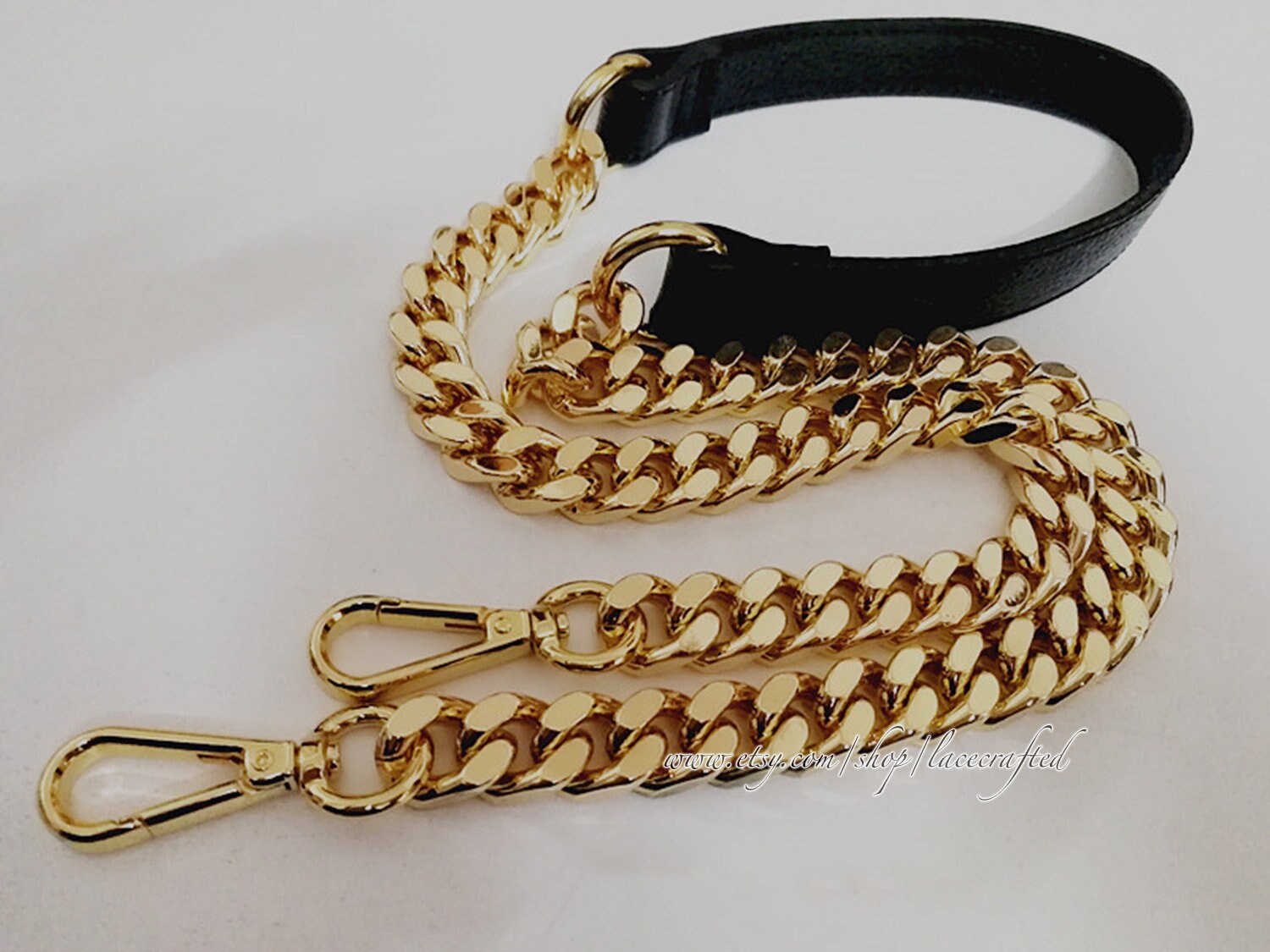 1pc 11mm Width Leather Metal Chain Strap Leather Strap Purse 