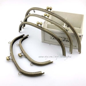 1pc vintage coining bronze sewing frame half round hole round head double bobble metal tote purse frame bag frame metal frame