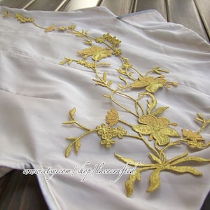 Gold Silvery Blue Red White Black Leaf Flower Vine Applique Patch Trim Flower Applique- Iron on Applique