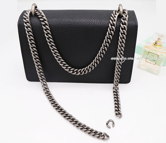 Luxury 120cm Leather Black Silver Replacement For Chanel Purse Chain Bag  Straps