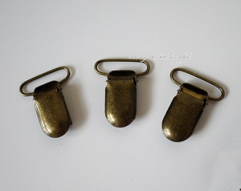 100 Bronze 20mm( 0.78 inch)Round head Metal Pacifier Clips Buckles suspender clips Bib Holder