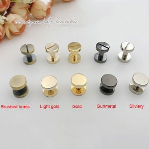 10 Sets 11mmx5mm Brushed brass Silvery Golden Gunmetal Non-Rusting copper screws rivets Chicago screw/leather screw