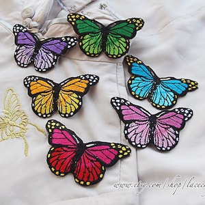 4 pieces-- Colorful Butterfly Embroidery Appliques Cotton Applique, Butterfly Patch, Iron on Applique