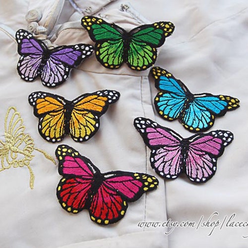 4 Pieces Colorful Butterfly Embroidery Appliques Cotton - Etsy