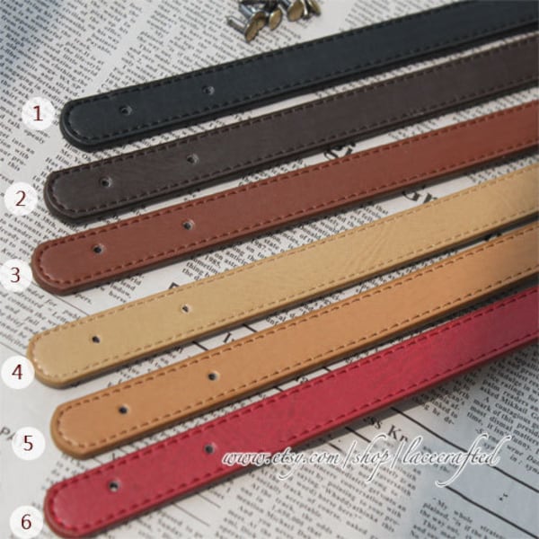 1 pair PU Leather bag Strap Material, 0.7inch Thick  Leather Shoulder  21.7 inches Stitching Handles rivet Punch Hole 7 color