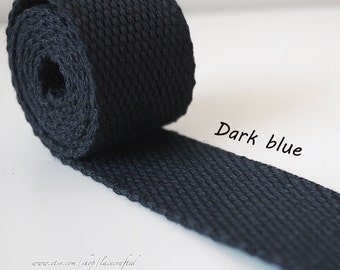 5 meter 30mm width Dark blue Polyester Cotton webbing strap key fob strap bag strap purse strap Thick Canvas Cotton Belt Handle