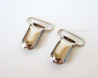 100 Silvery 25mm( 1 inch) Round Head Metal Pacifier Clips Buckles suspender clips Bib Holder