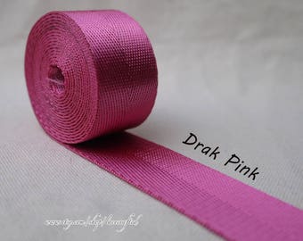 5meter 1 inch/25mm width Dark pink Nylon webbing colorfully key fob webbing bag strap purse strap Nylon Belt Handle