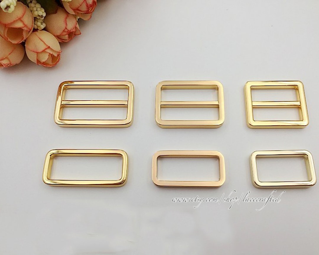 10 Pcs 25mm 32mm 38mm Golden Adjuster Rectangle Sliders Strap Adjuster ...