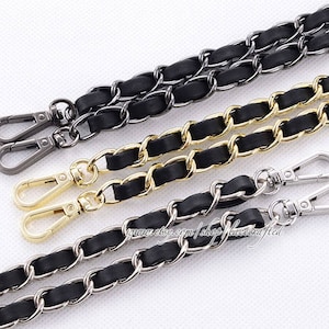 1pc 11mm Width Leather Metal Chain Strap Leather Strap Purse 