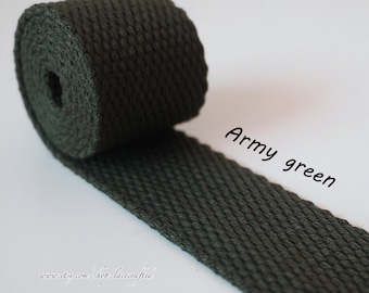 5 meter 30mm width Army Green Polyester Cotton webbing strap key fob strap bag strap purse strap Thick Canvas Cotton Belt Handle