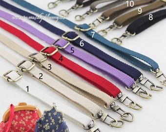 1Pc 74-135cm longueur 12mm largeur Réglable Coton sangle Sangle de sangle pour épaule sac à main pochette sac à main Brossé Boucle en laiton