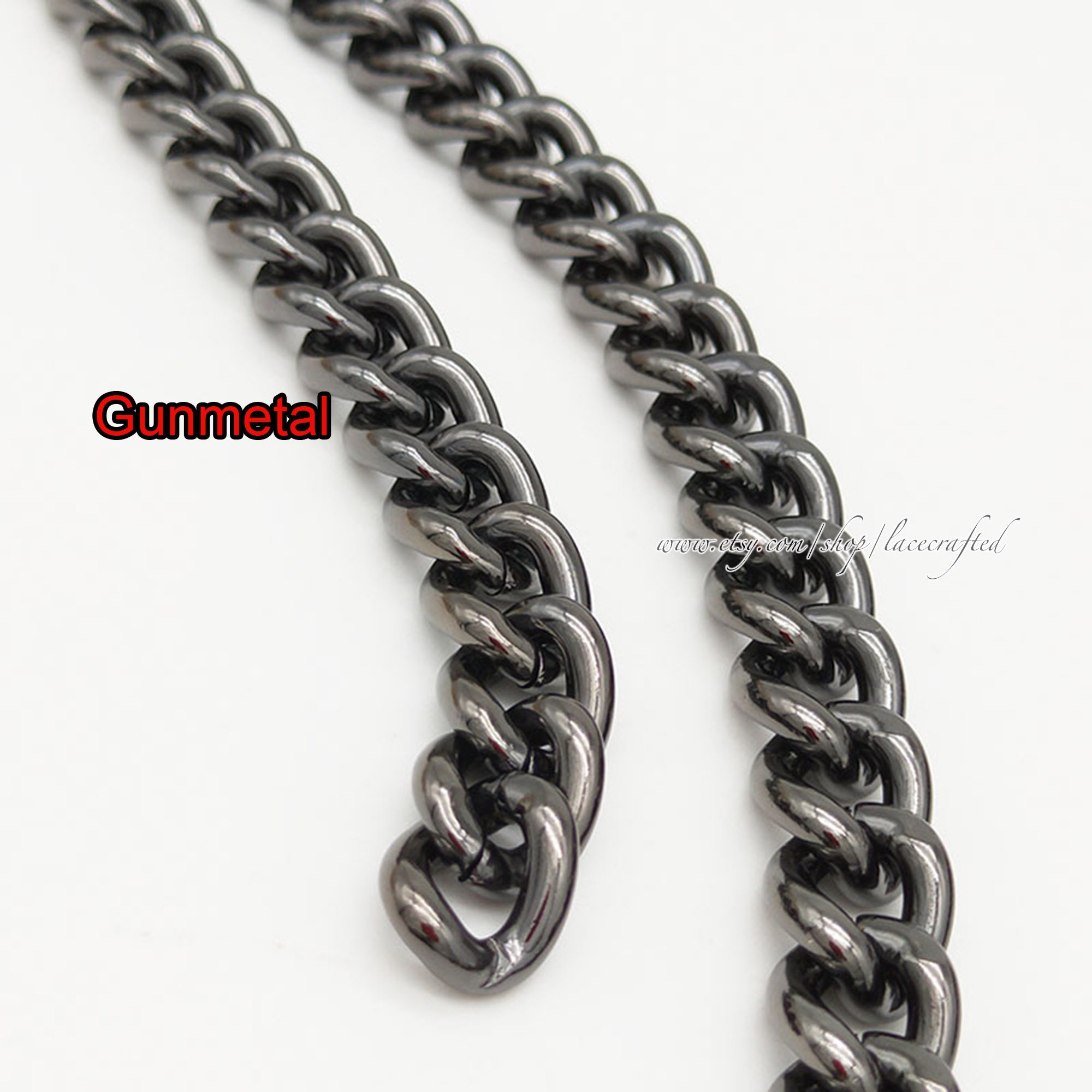 Chain Purse Strap GUNMETAL 51 inches total length - My PunkBroidery