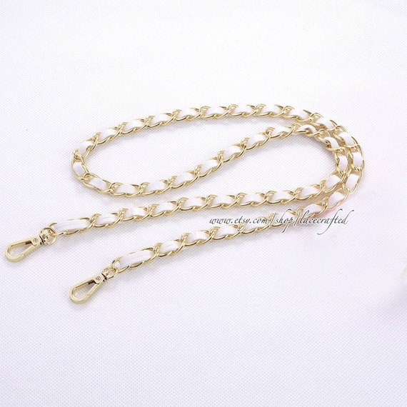 Classic GOLD Chain Bag Strap With Leather Weaved/threaded Through