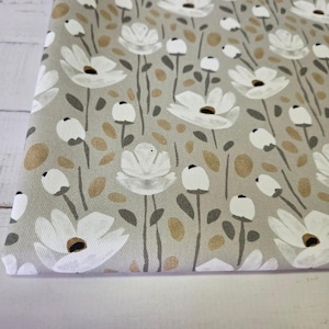 MYO Design Canvas - Flowers - taupe-grey - Taschenstoff aus 100% Baumwolle mit Eigendesign Print, perfekt für Taschen, Rucksäcke, Deko