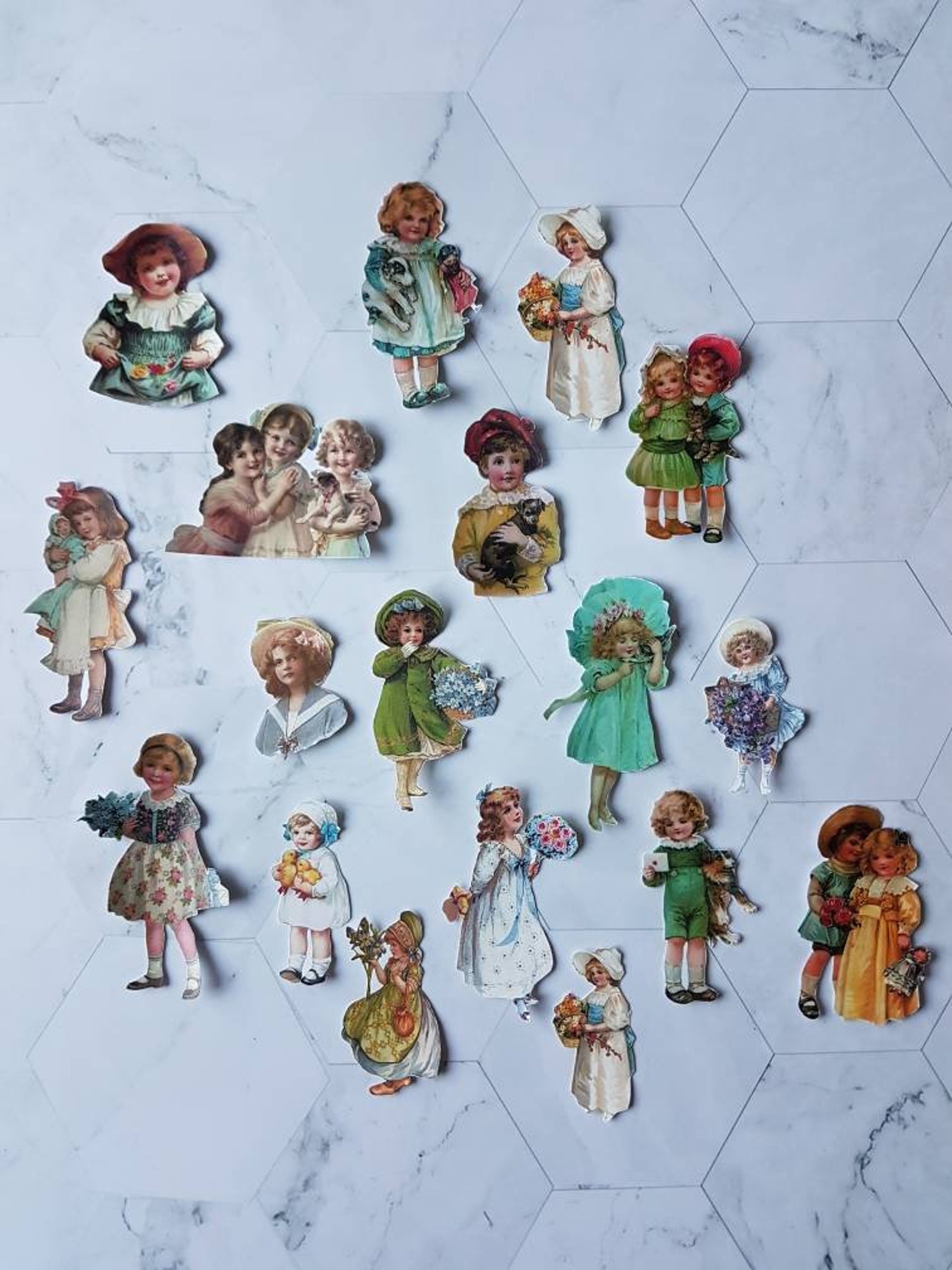 Vintage children sticker set journal stickers Etsy