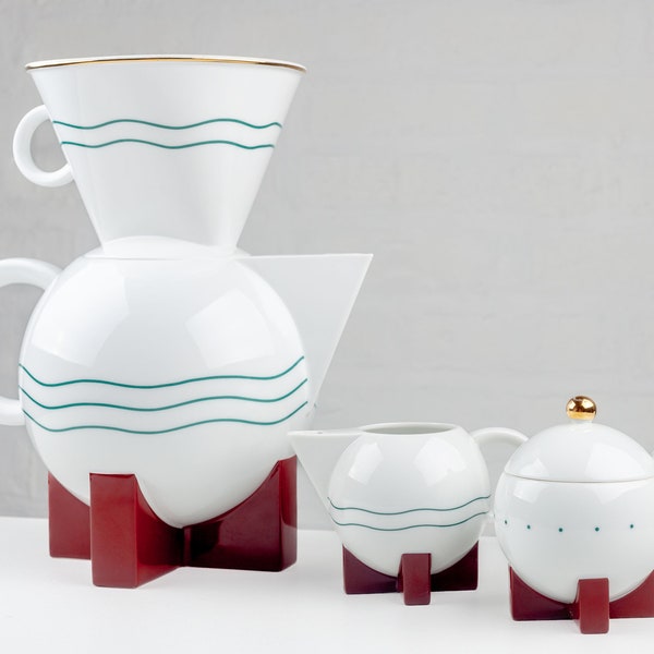 Michael Graves Coffee Set for Swid Powell, Big Dripper Porcelain 1987 USA