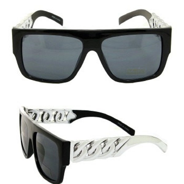 Celeb Bold Chain Sunglasses -BLACK/SILVER