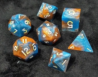 Harlequin Handmade Dice / 7-piece RPG Tabletop set / Dungeon and Dragons Polyhedral Resin Dice