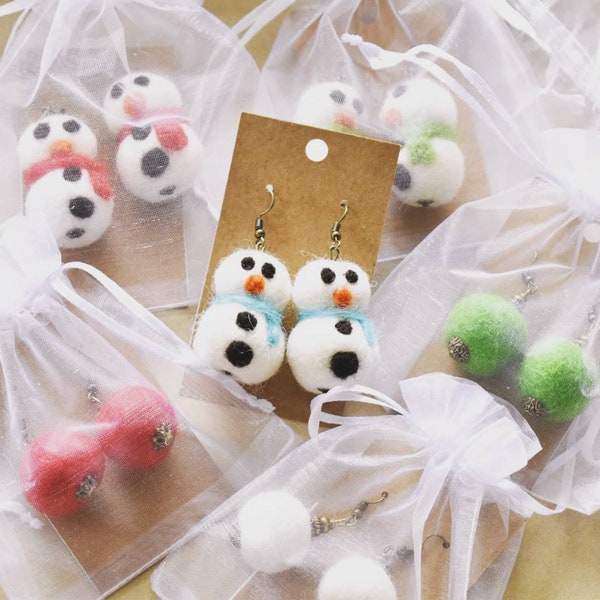 Felt Earrings ~ Snowmen and Christmas Ornaments