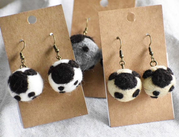 Felted Wool Ball Earrings Cute Little Sheep Etsy Canada
