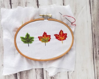 Changing Leaves Autumn Fall Hand Embroidery Pattern