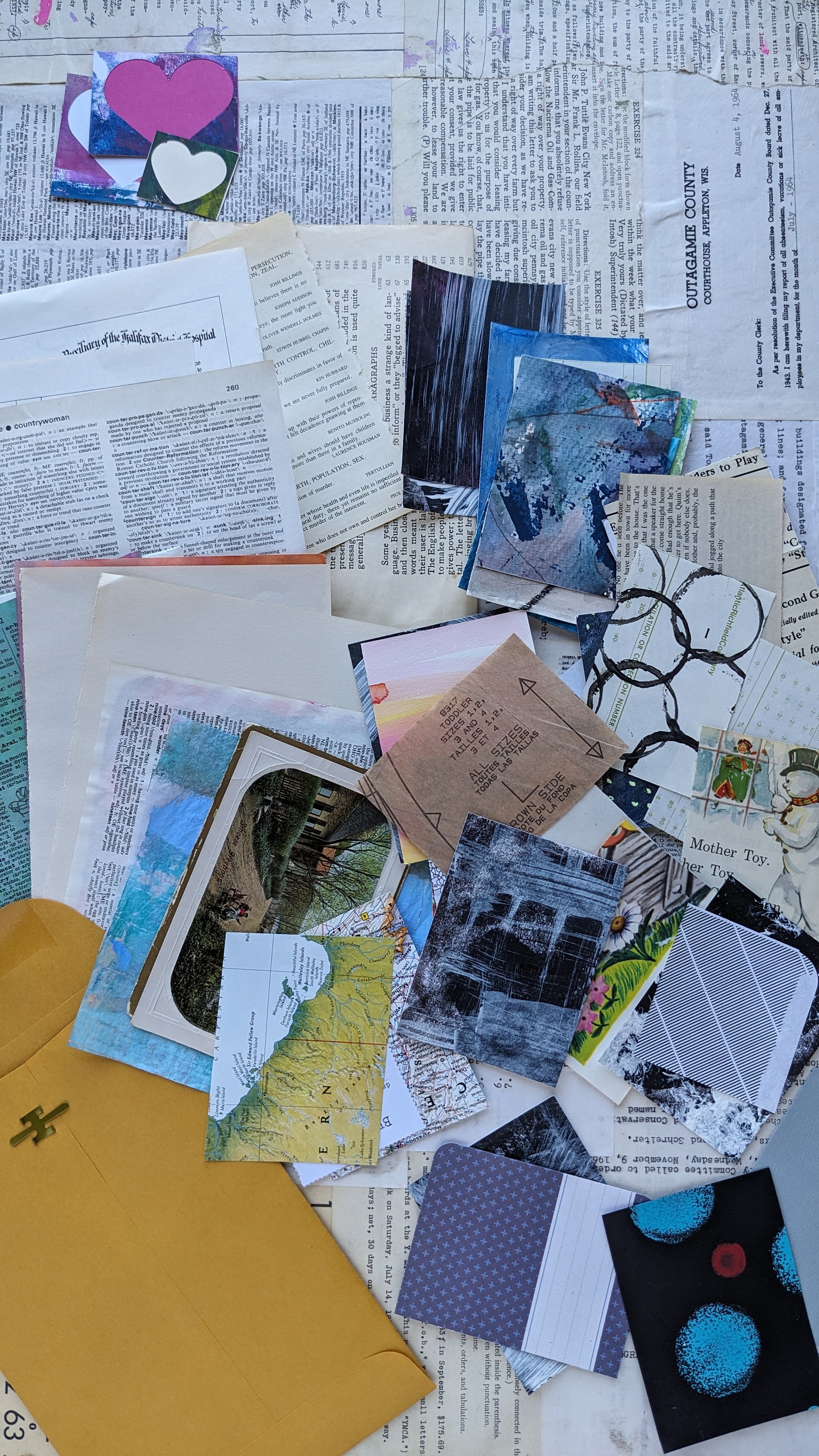 Collage Fodder Mixed Media Pack // Hand Painted and Vintage Paper ...